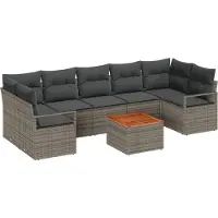 vidaXL Gartensofa-set 8 stk. Grau Poly-Rattan
