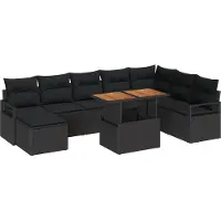 vidaXL Gartensofa-set 9 Stk. Schwarz und Braun