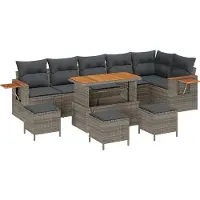 vidaXL Gartensofa-set 12 stk. 8-Sitzanzahl Grau Poly-Rattan