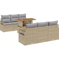 vidaXL Garten-Sofa-Set mit Kissen 7 pcs Beige und Hellgrau