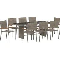 vidaXL Garten Essgruppe 9 Stk. Grau Poly-Rattan