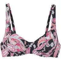 Sunseeker Bügel-Bikini-Top "Palina", Damen, Gr. 36, Cup C, schwarz (schwarz bedruckt), Recycling-Polyamid, Paisleymuster, Bikini-Oberteile Bügel-Bikini-Top, im Paisley Druck