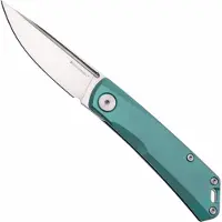 Real Steel Luna TS 7001TS06 Satin N690, Cyan Monochrome Titanium, Taschenmesser, Jakub Wieczorkiewicz Design