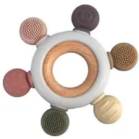 Magni - Teether "Rudder" with wooden center ring - Multi colored (5547)