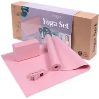 Myga Yogamatte mit Block und Riemen