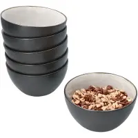 MamboCat Reactive Glaze Dark Cement 6x Desert-Schale 450ml Schüssel Grau Müsli Snacks Obst