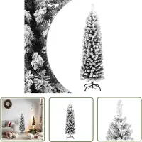 The Living Store Künstlicher Weihnachtsbaum Schlank mit Schnee Grün 150 cm PVC