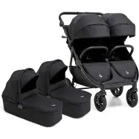 Beemoo BFF60 2 Geschwisterwagen inkl. Liegewannen, Night Black, Doppelkinderwagen