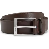 HUGO Gürtel aus genarbtem Leder mit Metalldetails in Silber-Optik Grösse 115