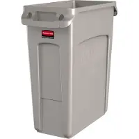 Rubbermaid Abfallbehälter Slim Jim, Kunststoff, Fassungsvermögen 60 Liter, beige