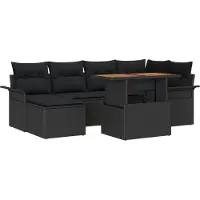 vidaXL Gartensofa-set 7 Stk. Schwarz Poly-Rattan