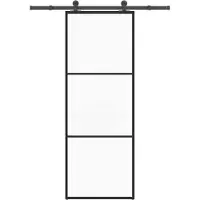 vidaXL Schiebetür mit Beschlag 76x205 cm ESG-Glas & Aluminium