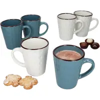 MamboCat 6x Rome blau & weiß Kaffeebecher 320ml H11,5cm 6 Personen Latte Kakao Teetassen