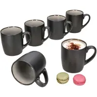 MamboCat 6x Reactive Glaze Dark Cement Kaffeebecher 250ml Grau Teetassen Kupfer Kakao Mug