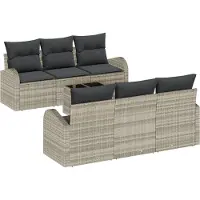 vidaXL Gartensofa-set Hellgrau 55 x 55 x 37 cm Poly-Rattan