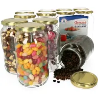 MamboCat 12er Set Rundglas 1062 ml To 82 goldener Deckel incl. Diamant Gelierzauber Rezeptheft