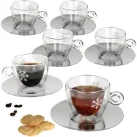 MamboCat 6er Set Thermo Glastasse Christmas 165ml mit Untertasse