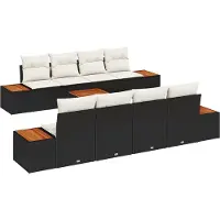 vidaXL Gartensofa-set 9 Stk. Schwarz Poly Rattan
