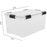 IRIS OHYAMA Water Proof Box 50 Liter, transparent-griffe in schwarz 6165