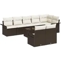 vidaXL Gartensofa-set mit Kissen 9 pcs Braun Poly-Rattan