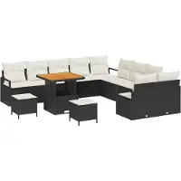 vidaXL Gartensofa-set 13 stk. Schwarz Poly-Rattan