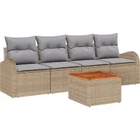vidaXL Gartensofa-set 5 stk. Beige Poly-Rattan
