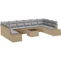 vidaXL Gartensofa-set mit Kissen 10 pcs Beige und Hellgrau Polyrattan