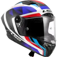 LS2 Helmets LS2 FF805 Thunder GP Raute Carbon Helm, weiß/blau/rot, 2XL (63/64)