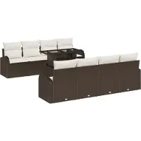 vidaXL Gartensofa-set 9 stk. Braun Poly Rattan