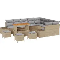 vidaXL Gartensofa-set 13 Stk. 12-Sitzanzahl Beige Poly Rattan