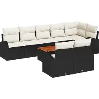 vidaXL Gartensofa-set 9 stk. Schwarz und Creme Poly-Rattan