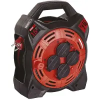 Emos Kabeltrommel mit LED-Strahler, 15m Outdoor-Kabelbox Schuko und 20W Fluter, Neopren-Gummikabel H07RN-F, IP44 wasserdicht, P08215