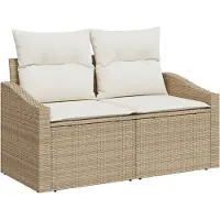 vidaXL Garten-Sofa mit Kissen 123 x 62 x 69 cm Poly-Rattan