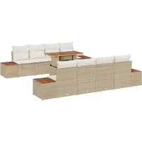vidaXL Gartensofa-set 9 stk. Beige Poly-Rattan