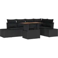 vidaXL Gartensofa-set 6 Stk. Schwarz Poly-Rattan