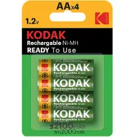 Kodak , Piles Rechargeables Chargées Ni-MH AA 1.2V Batterie 2100 mAh - Vendu par Lot de 4