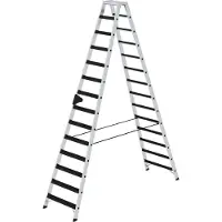 MUNK Günzburger Steigtechnik Stufen-Stehleiter beidseitig begehbar mit clip-step relax 2x14 Stufen