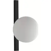 LUCE Design Schwarze Metall-Wandleuchte mit weißem Glaskugel Licht Enoire