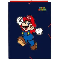 Super Faltblatt Mario World Marineblau A4