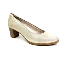 Tamaris Damen Pumps aus Leder weiche Sohle und Absatz in Holzoptik 1-22451-44, Größe:37 EU, Farbe:Beige