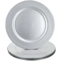 MamboCat 6x Platzteller Silber Glitzer √ò33cm Dekoteller leicht Kunststoff Weihnachten