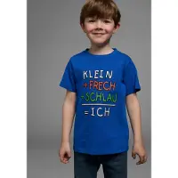 Kidsworld T-Shirt "Mit Spruch: KLEIN+FRECH+SCHLAU..." Kurzarm, Basic-Passform, bedruckt, Rundhalsausschnitt