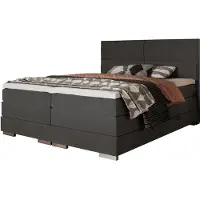 Massivart Boxspringbett 200 x 200 cm grau - Bettkasten - MANDEWILLA