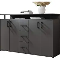 Die Möbelfundgrube Highboard 4 Türen 3 Schubladen Anthrazit 139 cm - DRIFT