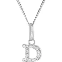 Trendor 28240-D Damen-Kette mit Buchstabe D 925 Silber Rhodiniert
