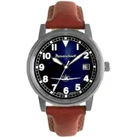 Messerschmitt ME-9673-108L Fliegeruhr in Unisexgröße Leder Braun/Blau