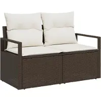 vidaXL Garten-Sofa mit Kissen 120 x 62 x 69 cm Poly-Rattan
