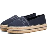Tommy Hilfiger Espadrille "DENIM PLATFORM ESPADRILLE", Plateau, Slipper, Schlupfschuh, Bequemschuh mit Bastbezug am Plateau