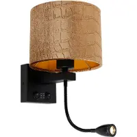 QAZQA Wandleuchte Schwarz mit Samt-Schirm Krokodil-Design 18cm - Brescia