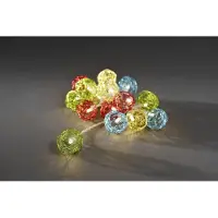 Konstsmide - LED Dekolichterkette, bunte Aluminium-Drahtkugeln, klein, 16 warm weiße Dioden, batteriebetrieben, Innen, transparentes Kabel, 3 x AA 1.5V (exkl.); 3176-503